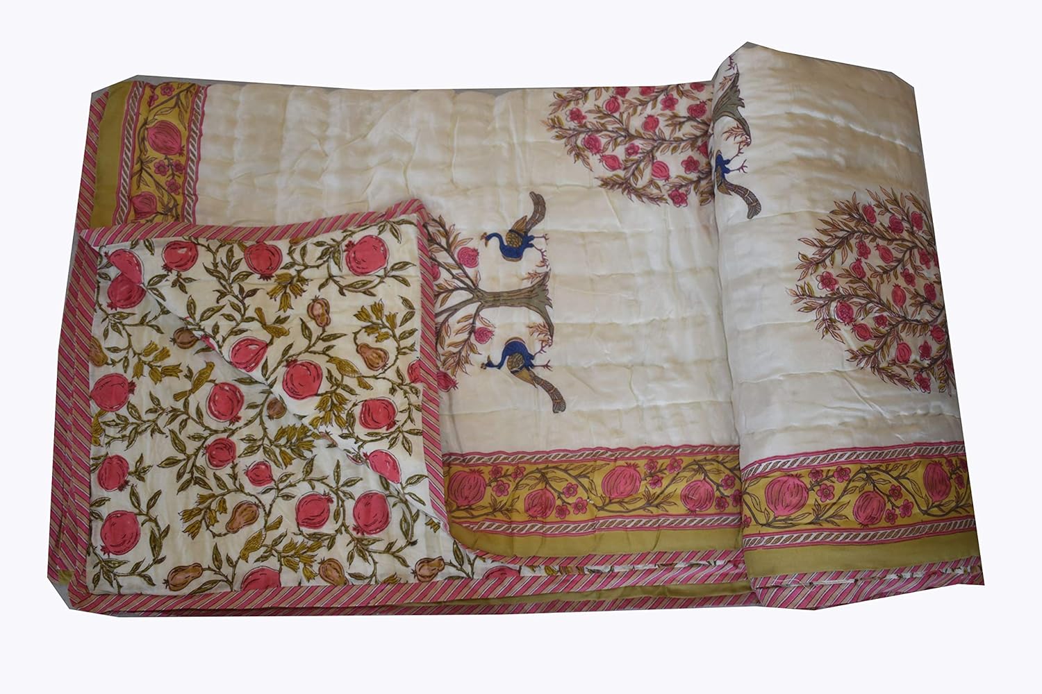 Handmade Quilt, Muslin Quilt, Indian Hand Block Print Quilt