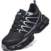 Steel Toe Shoes for Women Men Wide Non Slip Composite Work Sneakers Indestructible Comfortable Safety Tennis Shoes Lightweight Breathable Construction Sneakers Puncture Proof Ergonomic Design