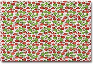 ScottDecor Floral Wall Sticker Strawberries with Flowers and Leaves Summer Season Themed Eating Food Teacher Appreciation Gifts Under 10.00 Vermilion Green Pink L36 x H24 Inch