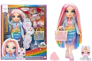 Rainbow High Amaya, Rainbow with Slime Kit & Pet, 11" Shimmer Posable Fashion Doll with DIY Sparkle Slime, Magical Yeti Pet, Fun Play Accessories, Great Toy Gift for Girls Kids Ages 4-12 Years