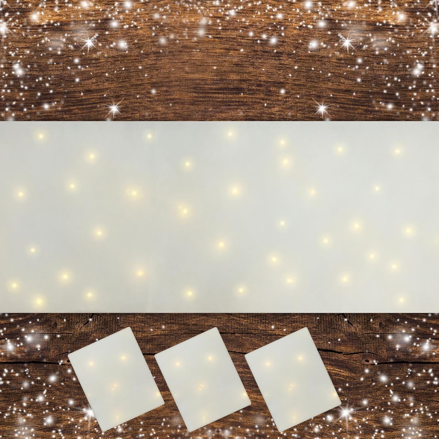 Artificial Snow - Battery Operated LED Snow Table Blanket Artificial Snow Table Runner Snow Mantel Scarf Light Up with LED Ropes Table Decor for Christmas Village Display (4 Pcs)