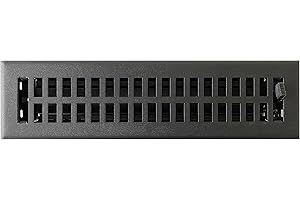 Empire Register Co, Vent Cover - 2x12 inch, Modern Contemporary Design, Textured Black Finish, Heavy Duty Floor Vent Covers, Metal Damper Attached. Vent Covers for Home Floor only.
