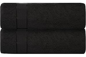 CRAFTBERRY Luxury Bath Sheets| 100% Cotton| Ultra Soft, Plush, Thick, Fluffy, Highly Absorbent, Quick Dry| Home, Gym, Pool, Hotel, Shower | Oversized Large Towel Set for Bathroom| Set of 2| 35 x 70| - Black