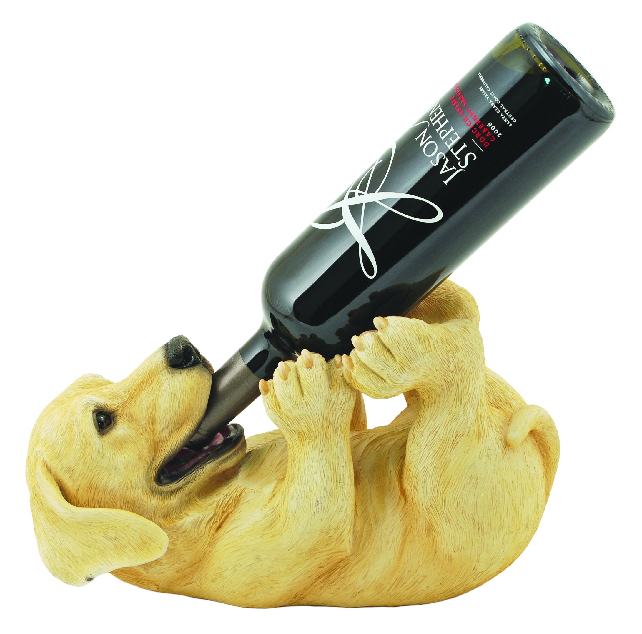 Chef Decor Stand Playful Pup Yellow Lab Bottle Wine Holder BEST XMAS