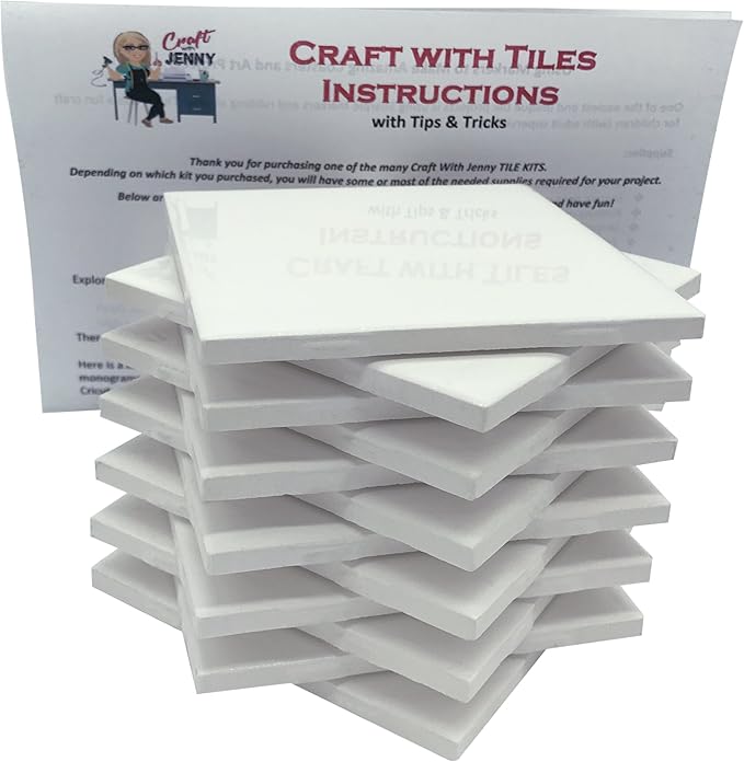 Coaster Tile Craft Kit, Set of 12 Ceramic White Tiles 4x4, with