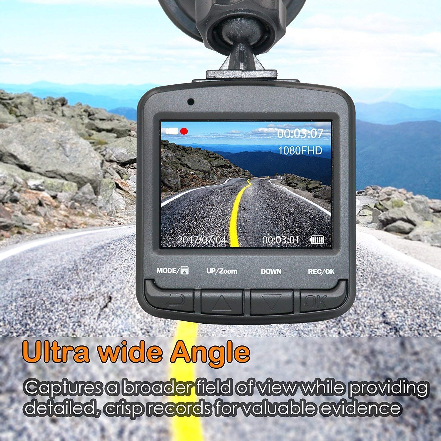 Acumen FHD 1080p Dash Cam, Car DVR Wide Angle Vehicle Dashboard Camera Recorder with Loop Recording G-Sensor, 16GB Memory Card Included