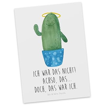Mr Mrs Panda Ansichtskarte Karte Postkarte Kaktus Heilig Mit Spruch Farbe Weiß