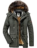 Ucamara Parka Jacket Mens Coats with Fur Hood Winter Warmth Thicken Casual Outwear Coat