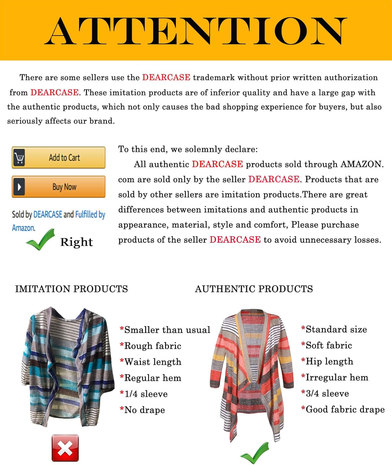 DEARCASE Women's 3/4 Sleeve Cardigans Striped Printed Open Front Draped Kimono Loose Cardigan at  Women’s Clothing store