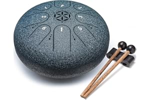 PUJONI Steel Tongue Drum, 6 Inch 8 Notes Musical Instruments, Music Gifts for Family Friends (Navy)