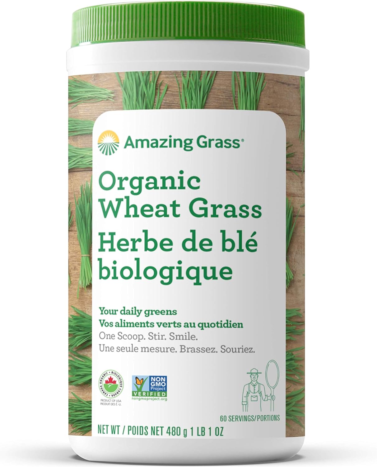 Amazing Grass Organic Wheat Grass Powder, 60 Servings, 480 Grams
