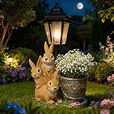 Qcxeulyo Outdoor Rabbit Garden Statues with Solar Lantern Flowerpot- Bunny Figurine Rabbit Decor for Home Lawn,Balcony Yard Art Garden Patio Decor,Unique Housewarming Birthday Gifts for Women Mom