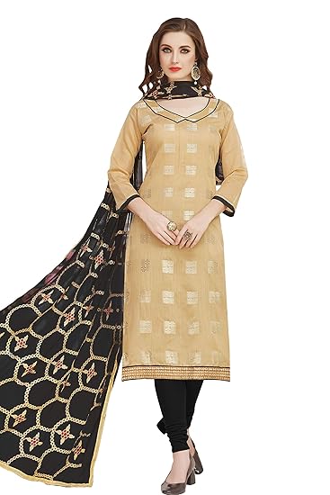 Leeza Store Womens Ethnic Wear Cotton Salwar Kameez (Beige Color_Free Size)