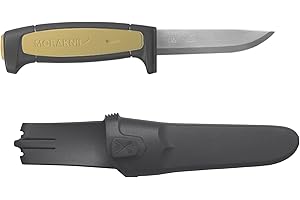 Morakniv Craftline Basic 511 High Carbon Steel Fixed Blade Utility Knife and Combi-Sheath, 3.6-Inch Blade