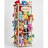 Rhyzoray Stuffed Animal Storage Organizer - Thick Wooden Toy Zoo for Playroom & Bedroom, Large Plushies Holder with Cute Jail Cage Design, Plush Toy Display Tower Shelf (Large)