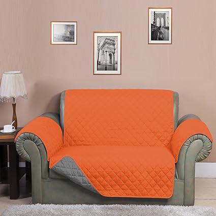 @home Microfibre Reversible Sofa Cover - 70x110, Orange and Grey