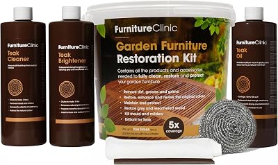 Furniture Clinic Garden Furniture Restoration Kit Teak Cleaner Brightener Oil
