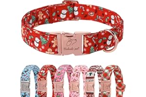 Babole Pet Christmas Dog Collar for Medium Dogs - Design Cute Winter Holiday Collars Adjustable Red Christmas Pet Metal Buckle Collar for Puppy Girl Boy Female Dogs M