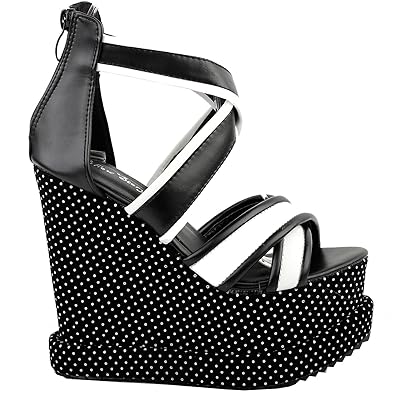 black and white platform heels