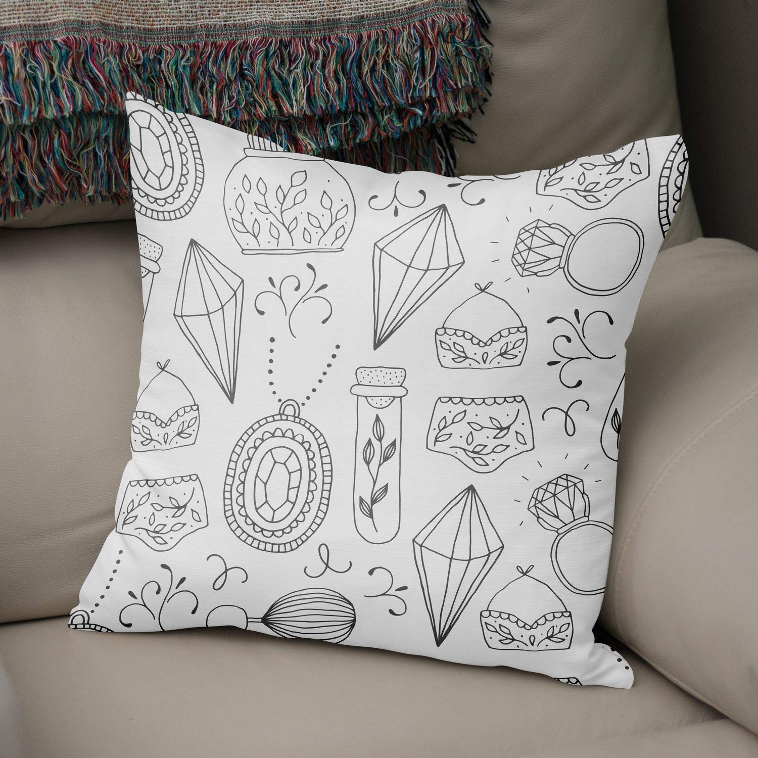 Bonamaison Decorative Cushion Cover Random Pattern, Throw Pillow Covers, Home Decorative Pillowcases for Livingroom, Sofa, Bedroom, Size:43X43 Cm - Designed and Manufactured in Turkey