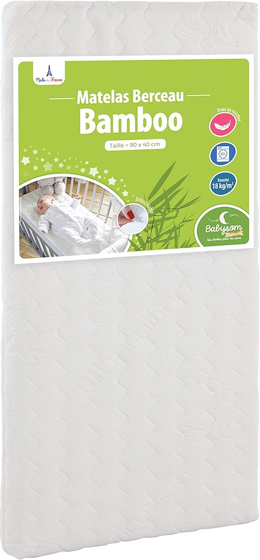 Babysom Matelas De Berceau Bamboo 90x40 Cm Viscose Au Toucher Ultra Doux Forme Rectangulaire Epaisseur 5 Cm Dehoussable Oeko Tex Fabrication Francaise Amazon Fr Bebes Puericulture