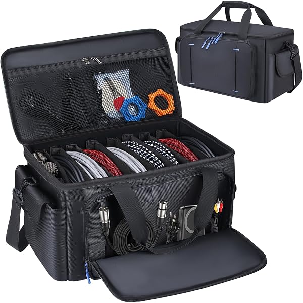 Amazon.com: AKOZLIN Cable File Bag with Detachable Dividers for DJ