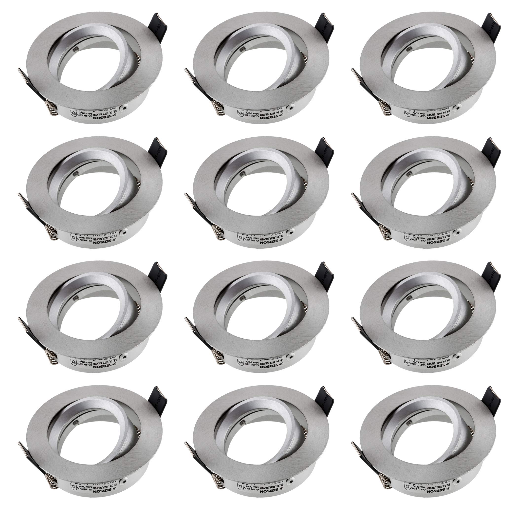 Sebson recessed spotlight, swivel, silver (LED/halogen), aluminium, Silver, 12er Set 50.0 watts 230.00 volts