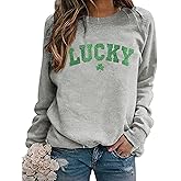 St Patricks Day Sweatshirt Women St Patricks Day Shirt Funny Shamrock Sweater Irish Lucky Long Sleeve Pullover Tops