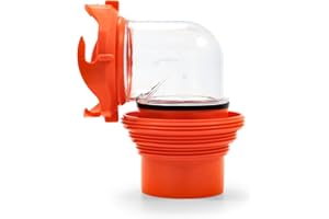 Camco RhinoFlex Clear RV Sewer Hose Elbow with 4-in-1 Adapter - Features a 360-Degree Fitting Rotation and Built-in Gasket for Odor-Tight Protection - Fits 4 Sizes of Dump Station Inlets (39736)