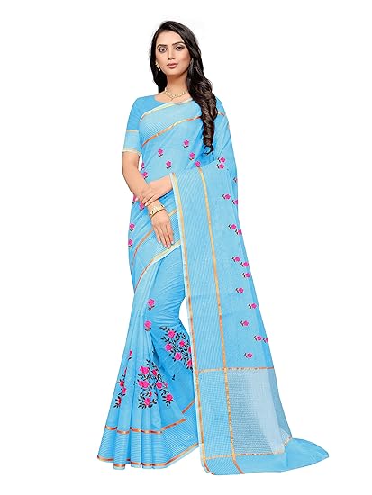 leeza store Womens Super Net Saree With Unstitched Blouse Piece