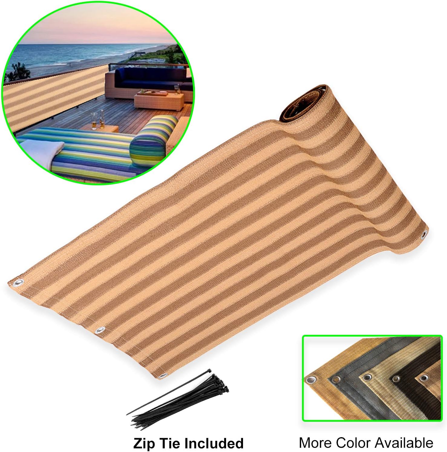 Eden's Decor Balcony Privacy Screen Cover Mesh Windscreen WeatherResistant UV