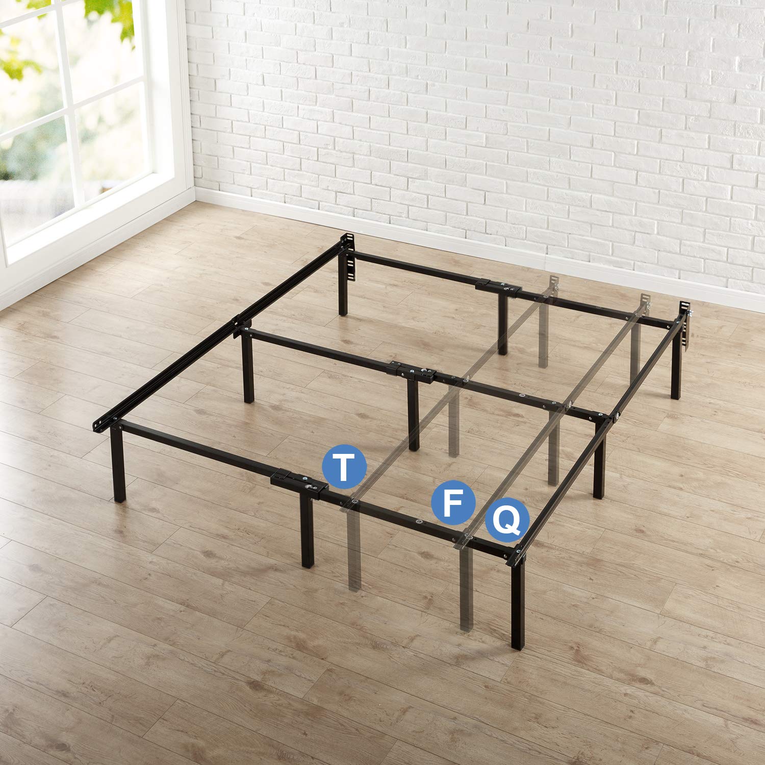 ZINUS Michelle 12 Inch Compack Bed Frame, for Box Spring and Mattress Sets, Extra High so Bed Risers not needed, Fits Twin to Queen Image ZINUS Michelle 12 Inch Compack Bed Frame, for Box Spring and Mattress Sets, Extra High so Bed Risers not needed, Fits Twin to Queen Image