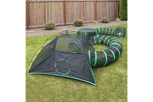Pawtenda 6-in-1 Cat Tents for Outside, Portable Outdoor Cat Enclosures for Indoor Cats, Pet Play Cage with Tunnels for Outside, Outdoor Catio, Pet Playpen Including 3 Tents and 3 Tunnels