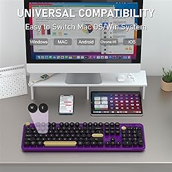 COVEVA Colorful Wireless Bluetooth Keyboard, 2.4G