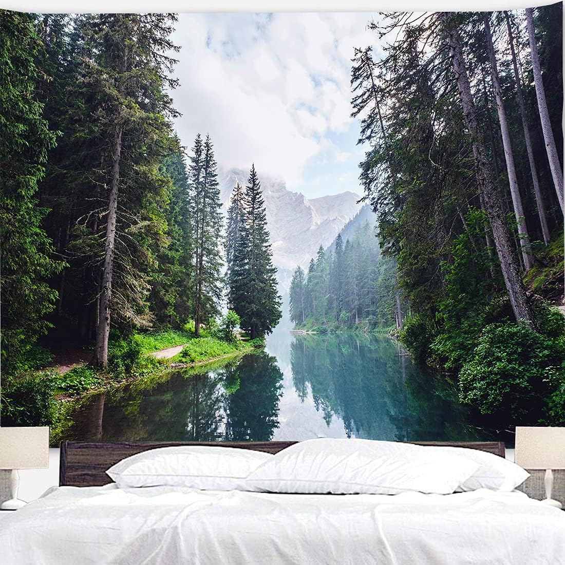 Tapestries - Showutheworld Green Forests Tapestry Quiet Rivers Wall Hanging Tapestry Natural Mountains Wall Tapestry For Home Living Room Bedroom Dorm Tapestries Wall Hanging Decor 59x79 Inches