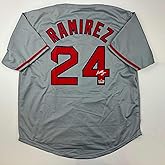 Facsimile Autographed Manny Ramirez Boston Grey Reprint Laser Auto Baseball Jersey Size Men's XL