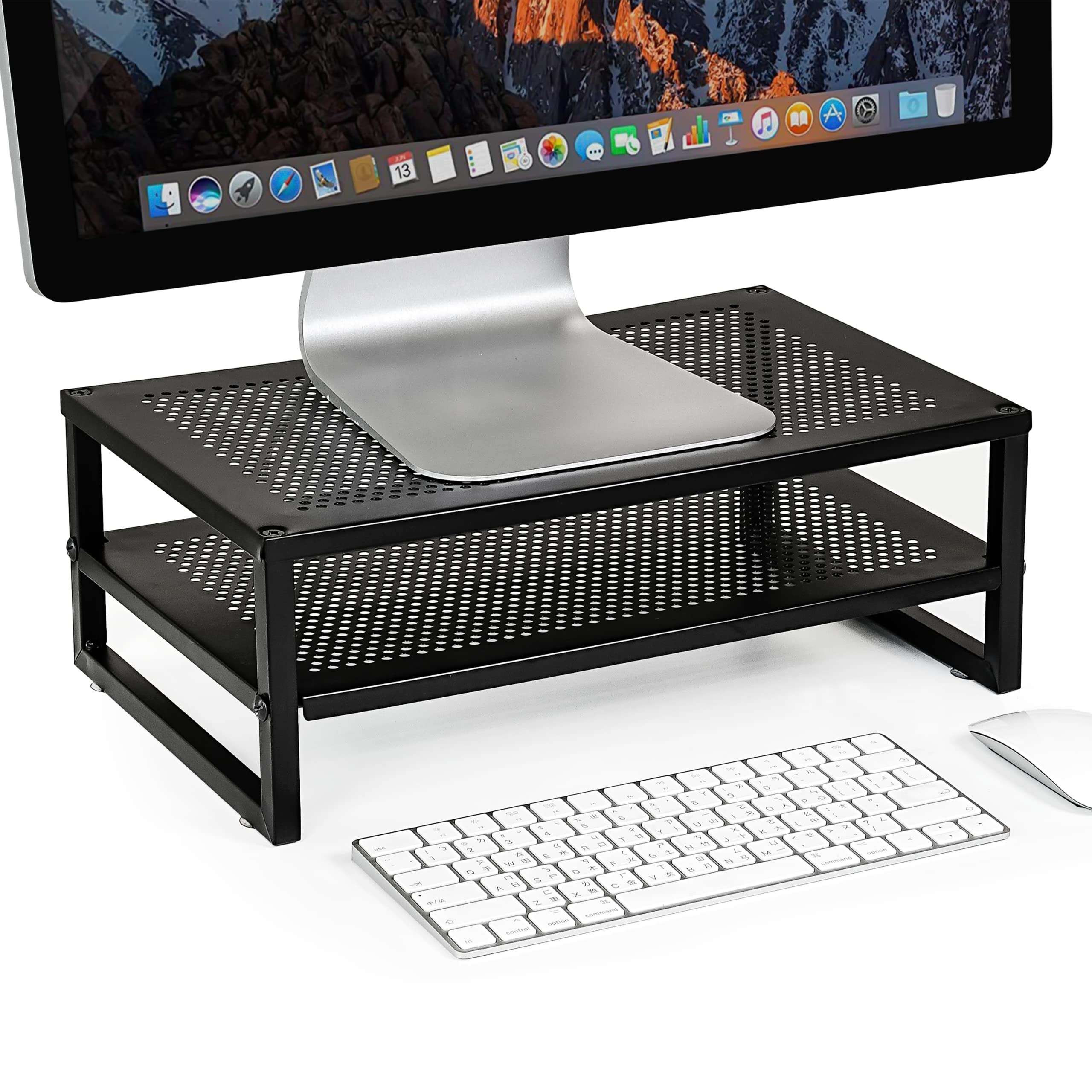 Photo 1 of CAXXA 2-Tier Metal Laptop PC Monitor Stand Riser MAX 50 LBS Loading for Monitor, Printer,Black