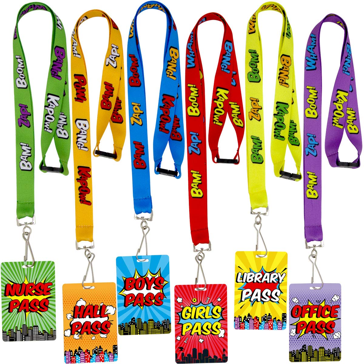 Photo 1 of Fancy Land Bright Color Hall Pass Lanyards and School Passes Set of 6 Classroom Teacher Gift