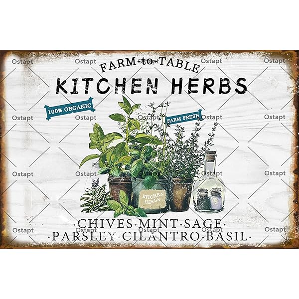 ヴィンテージ　ハーブ　アート　FRESH HERBS Amazon.com: HERBS Garden Sign, Painted & Oil Sealed Cedar