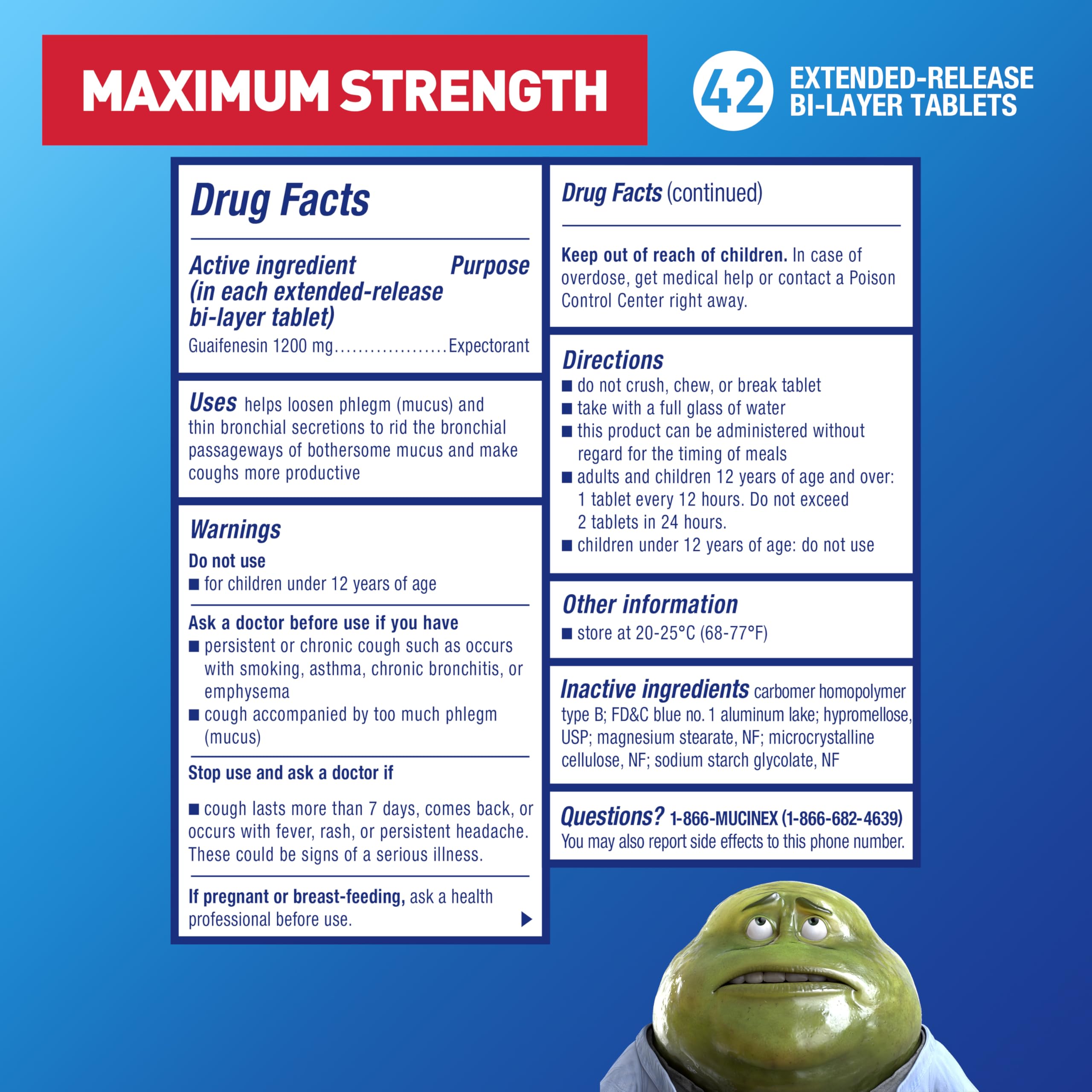 Mucinex 12 Hour Maximum Strength Extended-Release Tablets, 42 Tablets