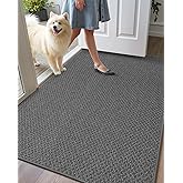 Color&Geometry Ultra Thin Indoor Door Mat Non Slip Rubber Backed Dirt Trapper 32"x48"(Rolled-up NO Creases), Rugs for Entryway, Front Door Mat Indoor Washable Low-Profile Entry Mat, Grey