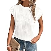 PRETTYGARDEN Blouses for Women Dressy Casual 2026 Spring Summer Business Office Tops Cap Sleeve Textured Cute Work Shirt