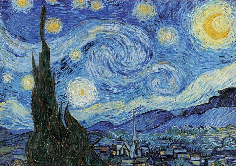 Educa - quebra-cabeça de 1000 peças para adultos | a noite estrelada, vincent van gogh. inclui cola para consertar quebra-cabeças. a partir dos 14 anos (19263)