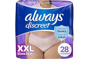 Always Discreet Adult Incontinence Underwear for Women and Postpartum Underwear, Size XXL, Up to 100% Bladder Leak Protection