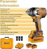 Ingco Cordless Impact Wrench 850Nm Brushless 20V 1/2 In Battery Kit view 6