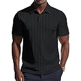 PJ PAUL JONES Mens Polo Shirts Short Sleeve Knit Polo Casaul Collared Polo Shirts Wrinkle-Free Golf Polo