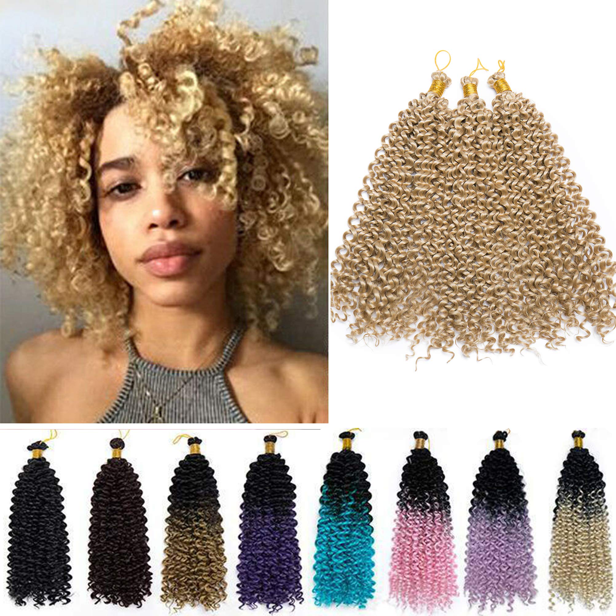 6 Pcs Passion Twist Hair 14 Inch Long Bohemian For Goddness Twist Crochet Braiding Hair Synthetic Fiber Water Wave Crochet Hair Extension Ash Blonde