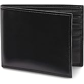 Bosca Men's Leather Wallet - RFID Security Lining - 8 Card Slots - Divided Currency Well - Full Grain Italian Leather with Glossy Finish - Black