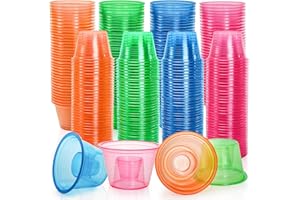 Coloch 200 Pack Plastic Bomber Cups, Disposable Jager Bomb Cups Assorted Colors Power Bomber Double Shot Glass for Mixed Drin