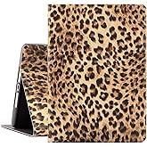 Case for iPad 9th/8th/7th Generation (2021/2020/2019) 10.2 Inch, Leopard iPad 10.2 Case for Girls Women, Protective iPad Cover 9th Generation Adjustable Viewing Stand Auto Wake/Sleep, Brown